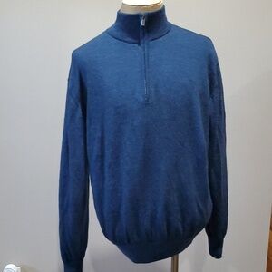 Footjoy blue wool fully lined outdoor knit sweater 1/4 zip